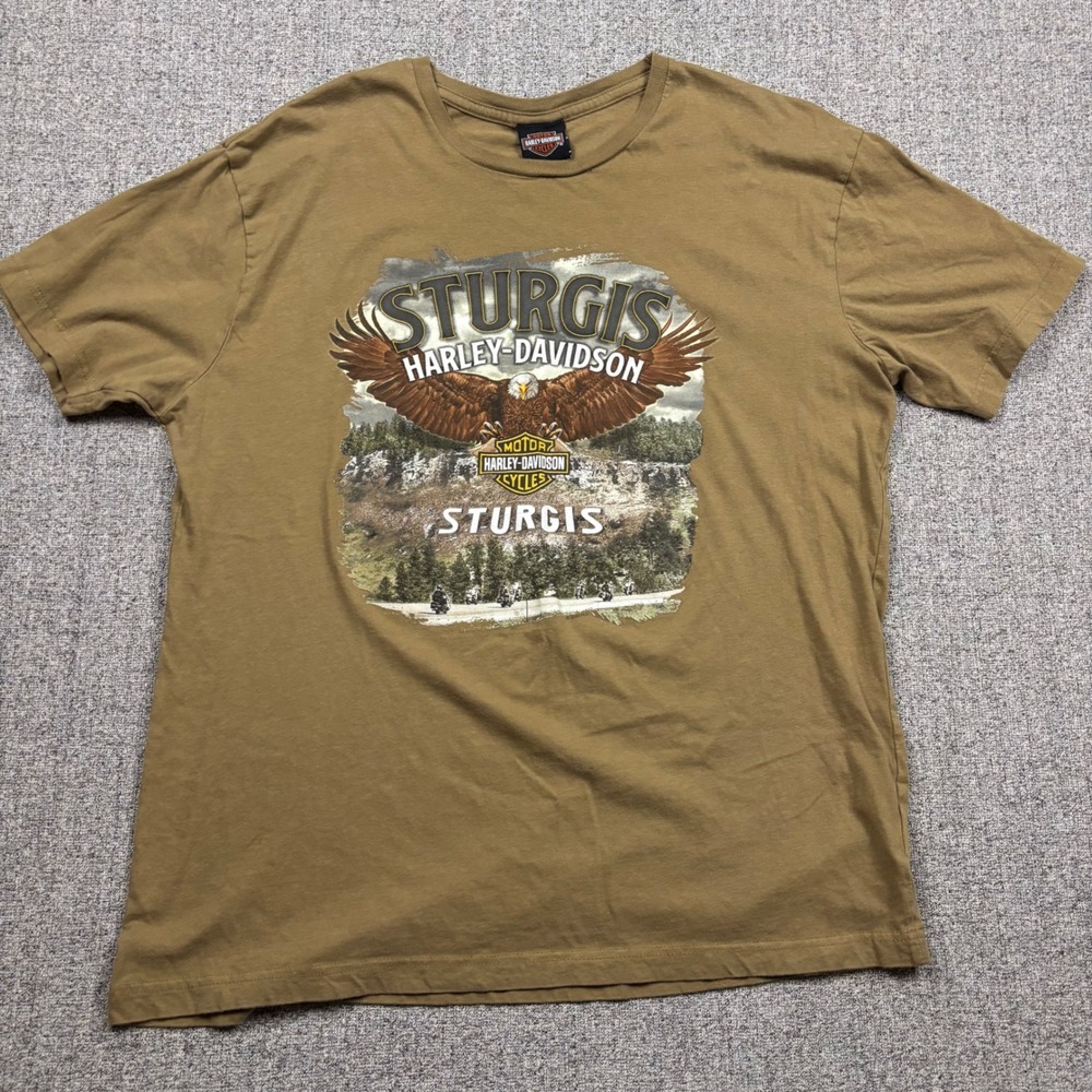 Harley-Davidson T-Shirt Mens XL Brown Sturgis South‎ Dakota Eagle Graphic Biker